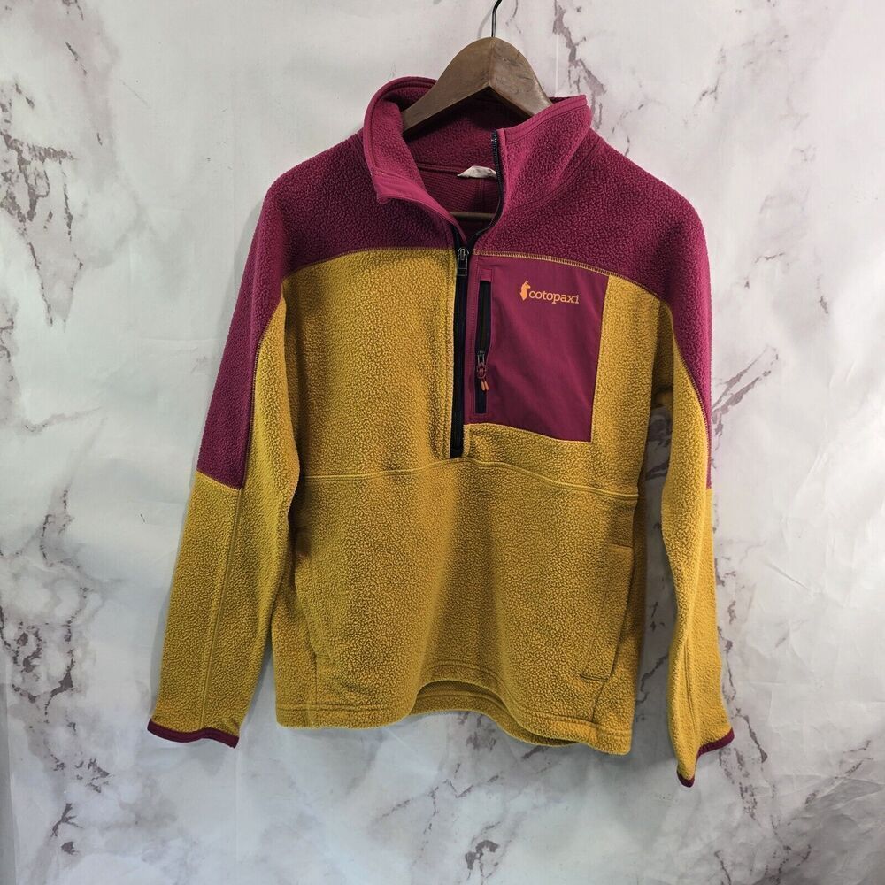Cotopaxi Pullover Womens Small Yellow Pink Quarter Zip Abrazo Fleece Raspberry